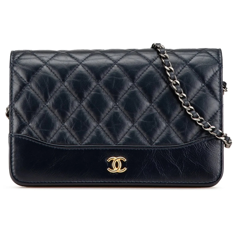 Chanel Crossbody Bag Quilted Aged Calfskin Gabrielle Wallet On Chain schwarz