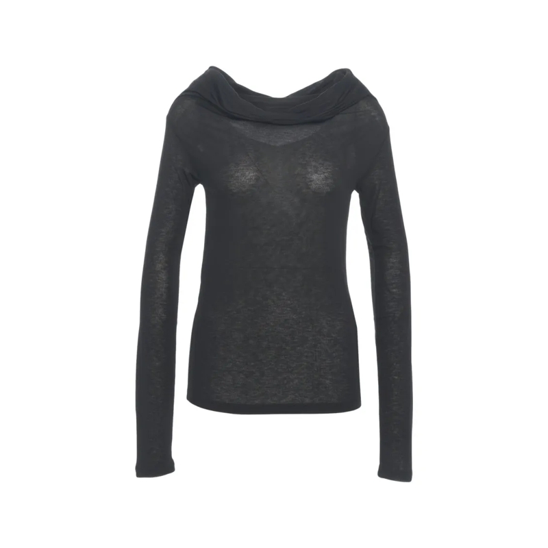 8Pm Haut à manches longues 'Ophelia' Waterfall Neck T-Shirt Black