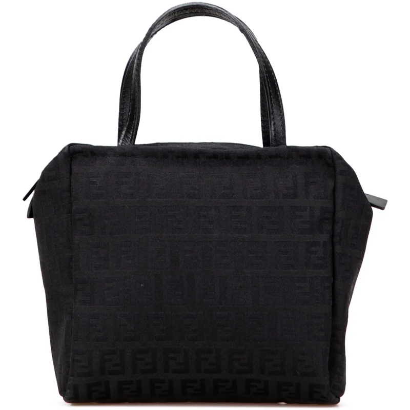 Fendi Tote Mini Zucchino Canvas Handbag schwarz
