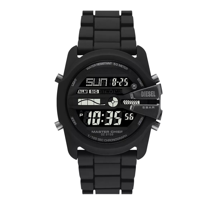 Diesel Master Chief Digital Black Silicone Watch Schwarz