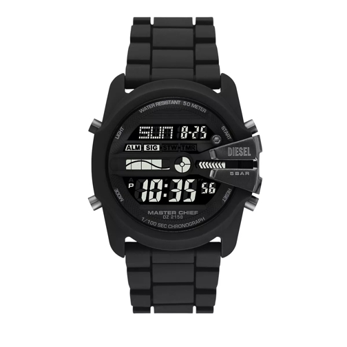 Diesel Master Chief Digital Black Silicone Watch Schwarz Digitaal Horloge