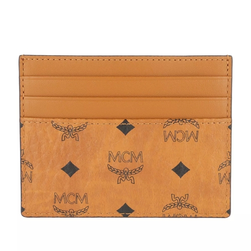 MCM Visetos Original Metal Clip Card Case Cognac Card Case