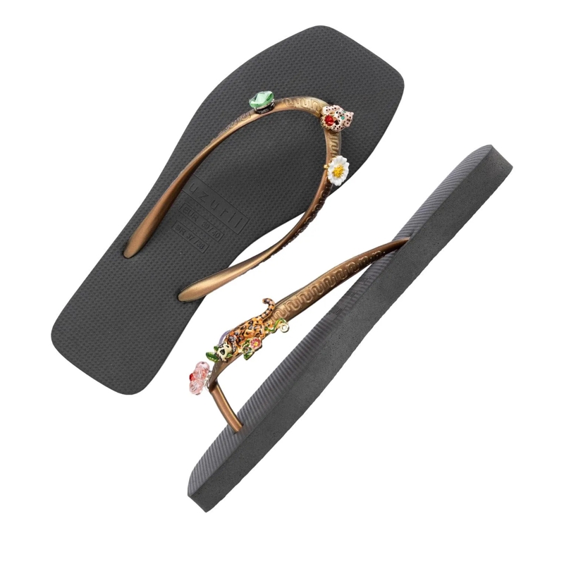 UZURII Flip Flops flip flop Flore Square Grande schwarz(Image 5)