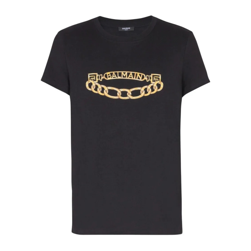 Balmain T-shirt Black Short-Sleeve Crew Neck T-Shirt Black
