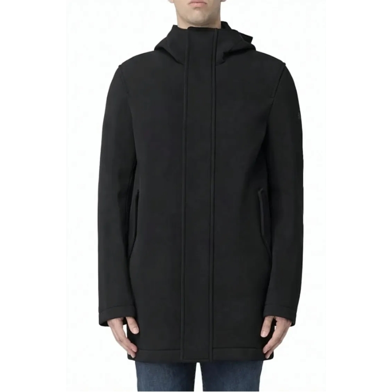 Manuel Ritz Manteaux de tanche Hooded Black Coat With High Collar Black