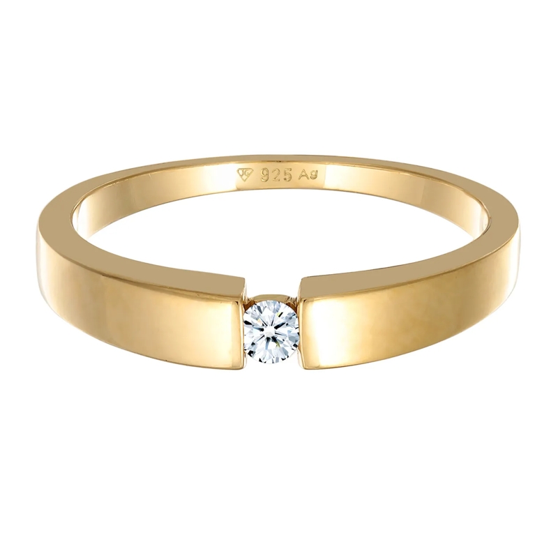Elli Diamantring Ring Klassisch Bandring Diamant 0.06 ct. 925 Silbe weiss(Image 2)