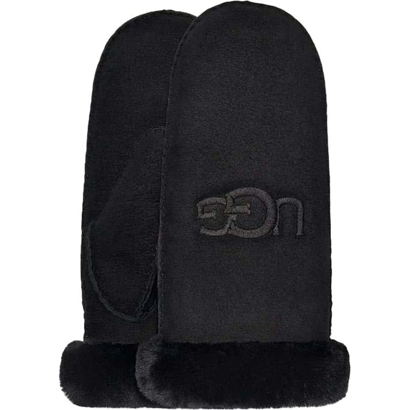 UGG Gants Shearling UGG Embroider Mitten Trimmings Black