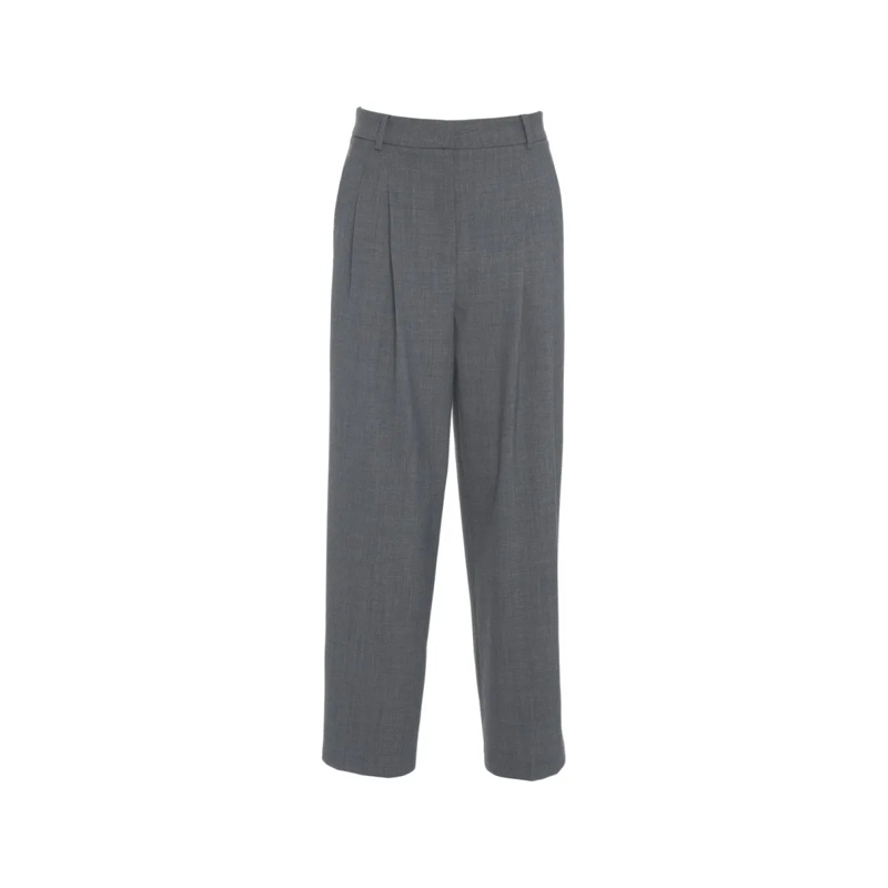 Cambio  High Waist Ankle-Length Pleated Trousers With Disc Grey