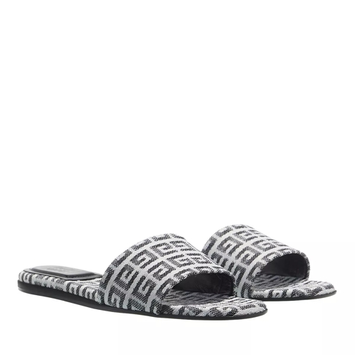 Givenchy 4G Flat Sandals Jacquard Black White Slip-in skor