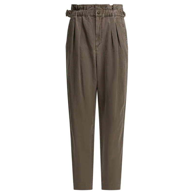 Etoile Isabel Marant  High-Waisted Tapered Brown Pants With Elasticated  Brown