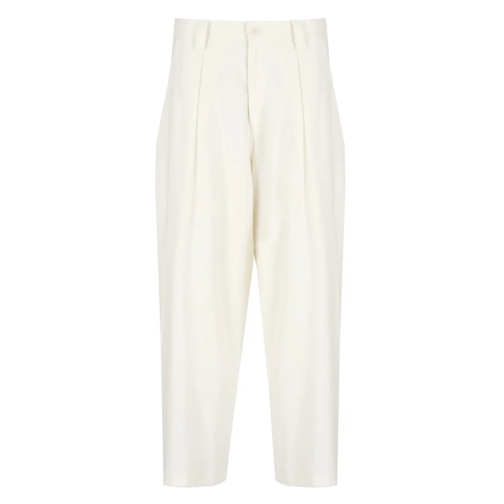 Y-3  High-Waisted Linen Blend Pants White