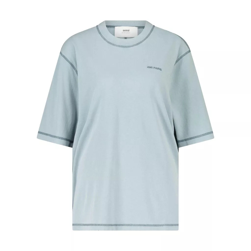 AMI Paris T-Shirt T-Shirt mit Logo-Stickerei Rosa