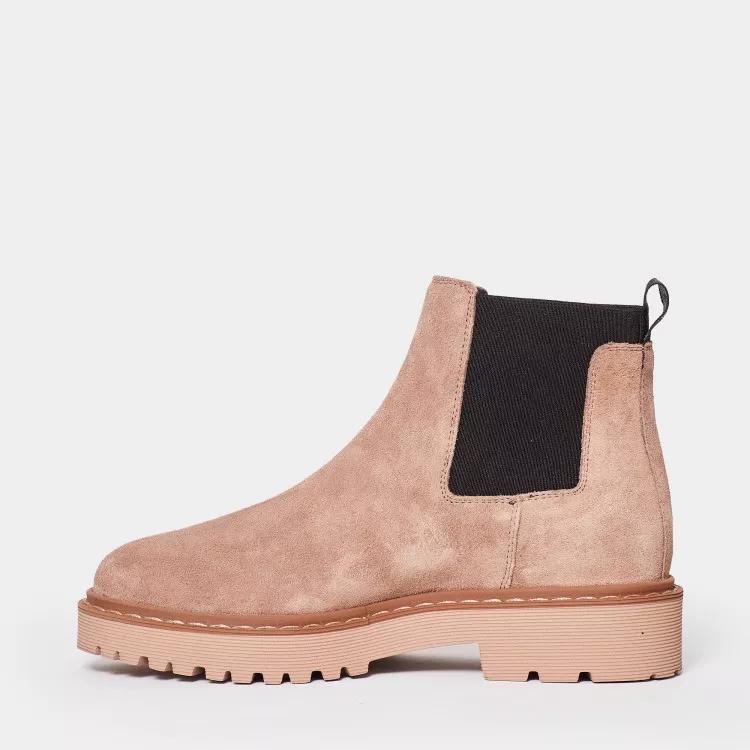 Thumbnail - Hogan Stiefel - Soft Beige Suede Leather Ankle Boots - Gr. 38 (EU) - in Beige - für Damen