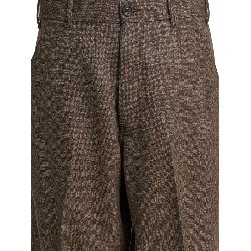 Maison Margiela Anzugshose Wide-Leg Wool Pants With Low Waist Brown