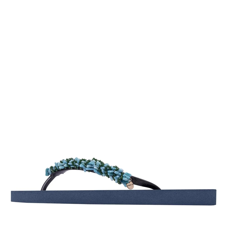 UZURII Flip Flops Zehentrenner Selena Diamond Silver marineblau