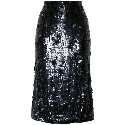 P.A.R.O.S.H. Midnight Blue Sequins Skirt Blue Midi-kjolar