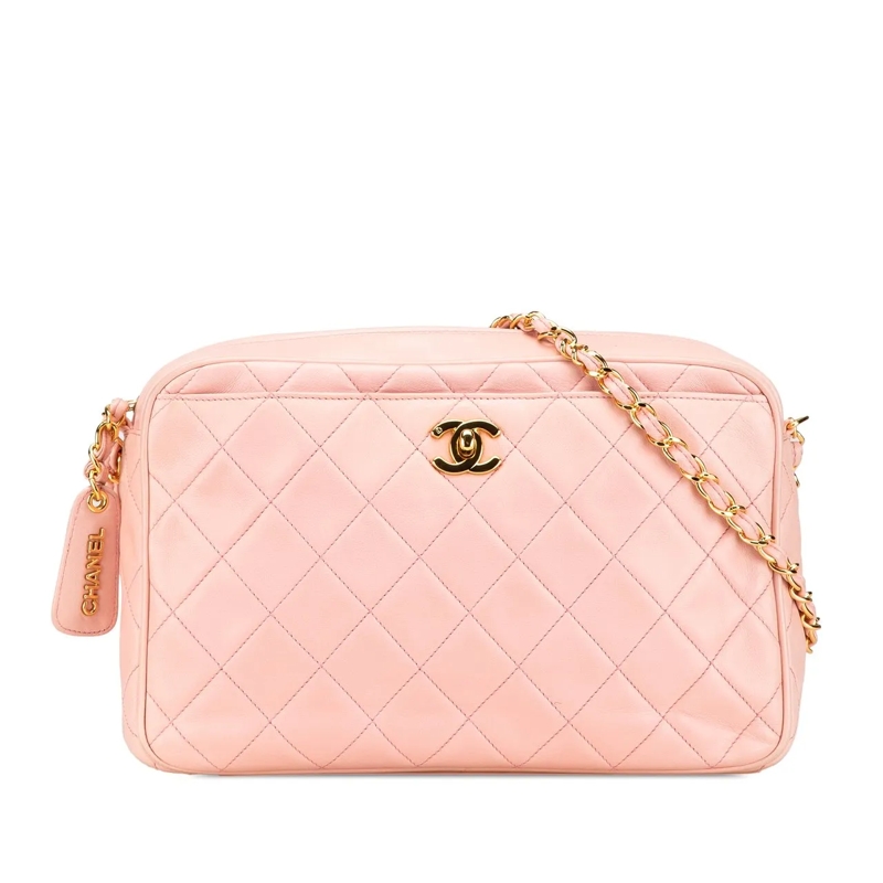 Chanel Sac à bandoulière CC Quilted Lambskin Camera Crossbody rose