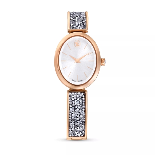 Swarovski Crystal Rock Oval watch, Swiss Made, Metal bracelet, Rose gold tone Quartz Watch