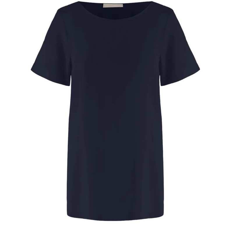 Allude T-shirt Silk T-Shirt With Curved Hem And Side Slits Black