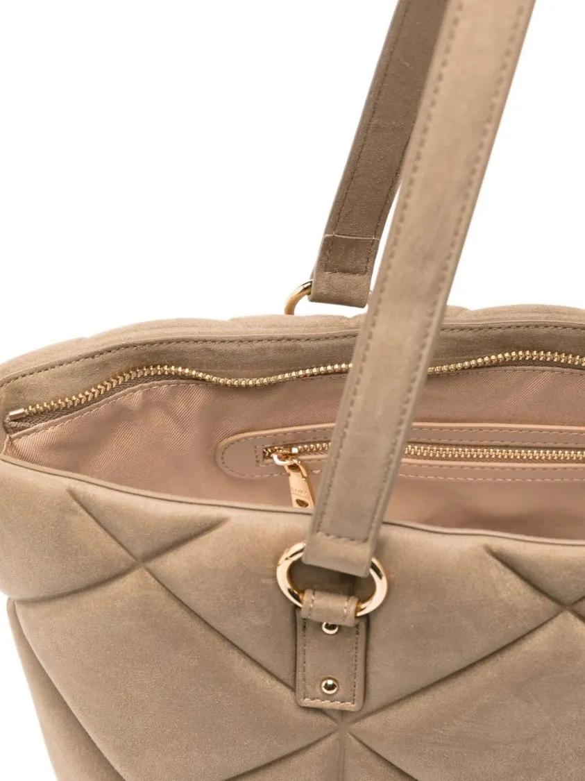Thumbnail - Love Moschino Shopper & Totes - Quilted Brown Shopper Bag With Gold-Tone Logo - Gr. unisize - in Beige - für Damen