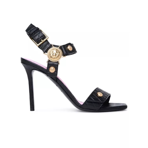 Balmain Black Leather Sandals Black Strappy sandaal