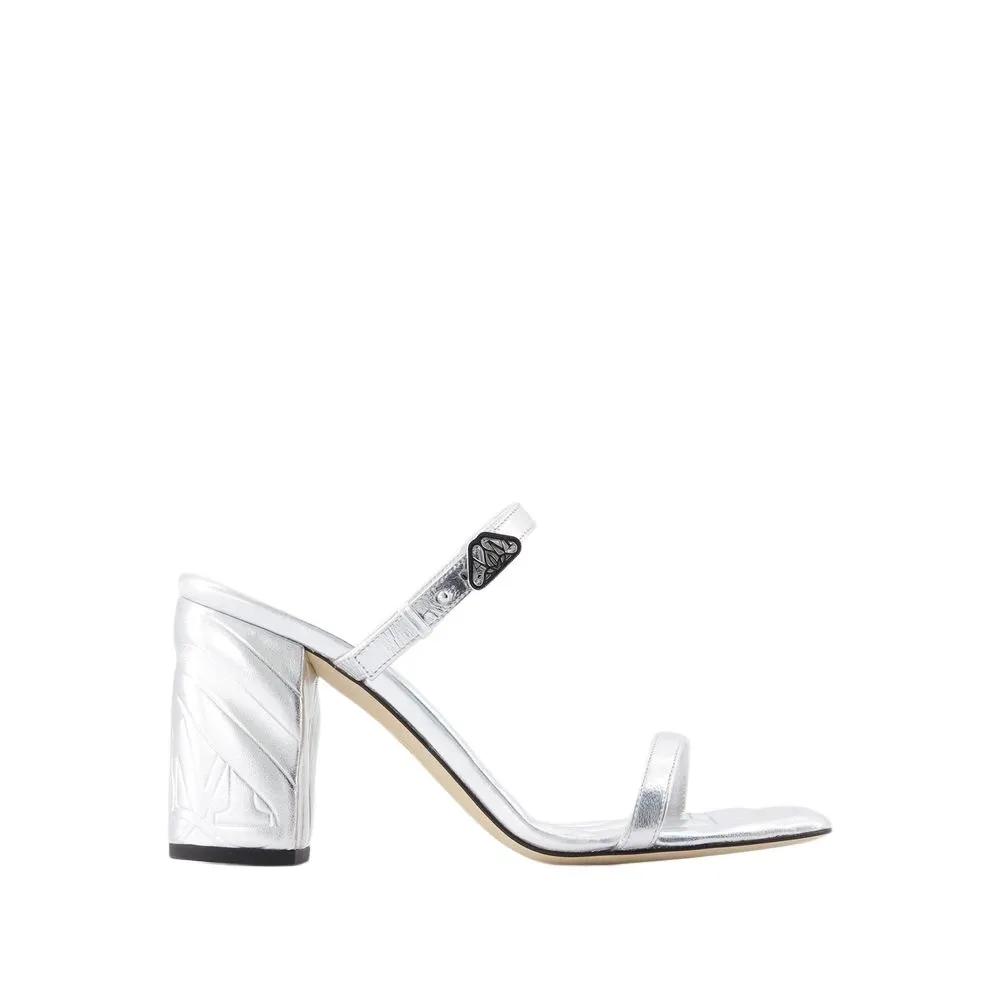 Alexander McQueen Sandalen & Sandaletten - Seal Heeled Sandals - Leather - Silver - für Damen