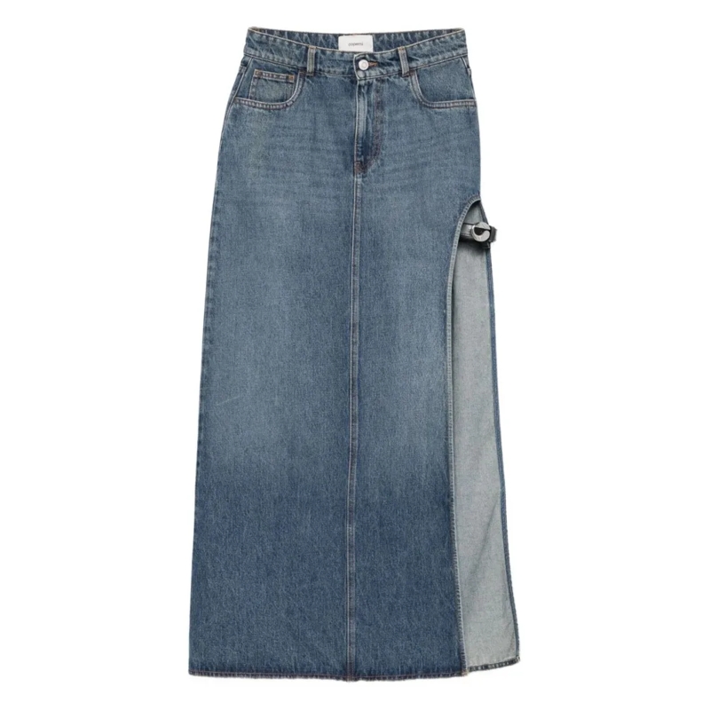 Coperni Jeansrock High-Waisted Blue Denim Midi Skirt Grey