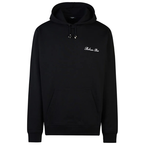 Balmain Hoodie Signature Black Cotton Sweatshirt Black