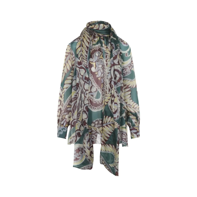 Etro Blouse Silk Blouse With Intricate Paisley Design And Scar Grey
