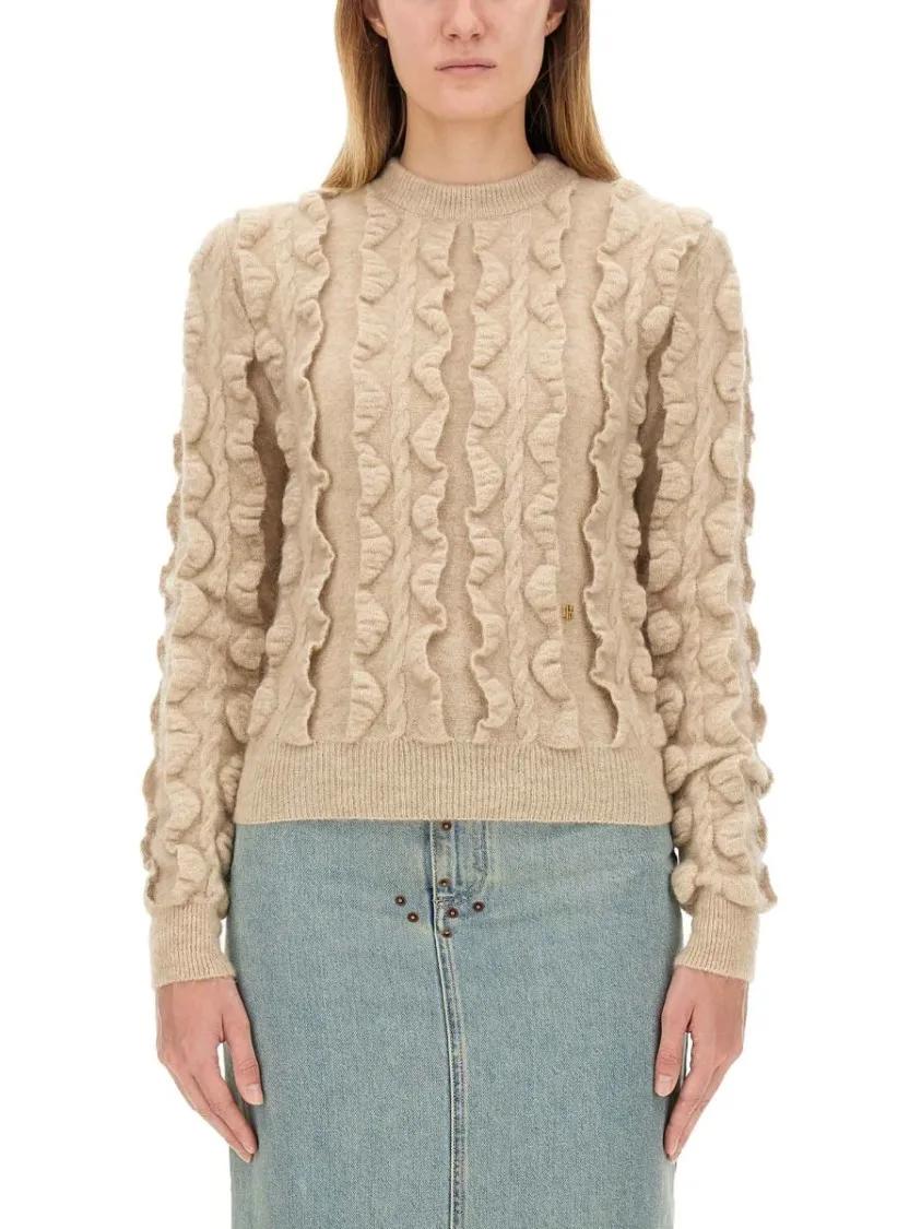 Thumbnail - Moschino - Textured Wool Blend Sweater - Größe 38 -
