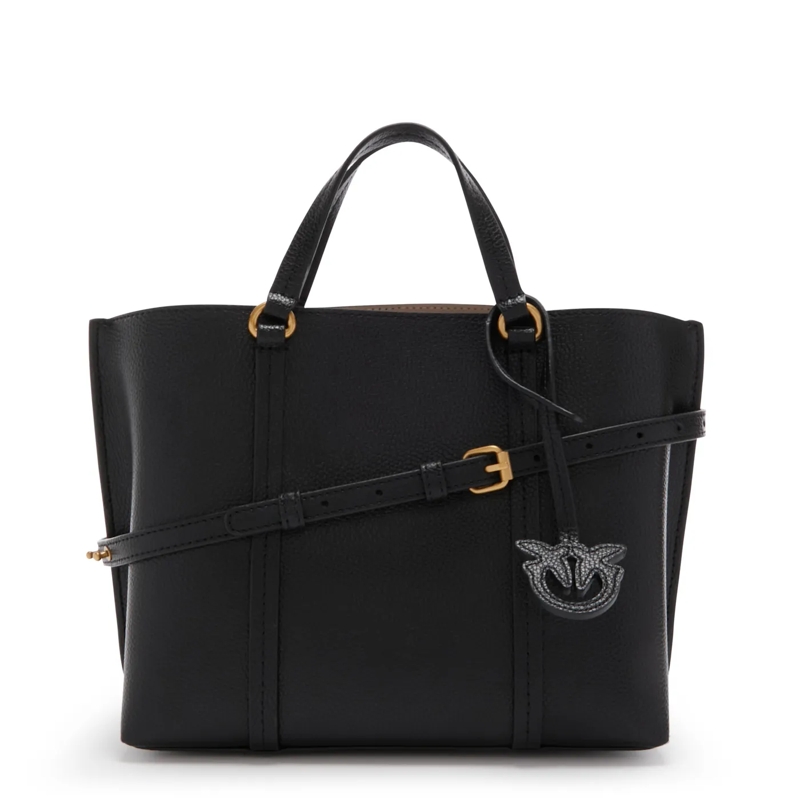 Pinko Tote Carrie Shopper Classic Nero-Antique Gold