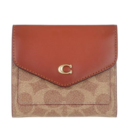Coach Coated Canvas Signature Wyn Small Wallet Tan Rust Portefeuille à rabat