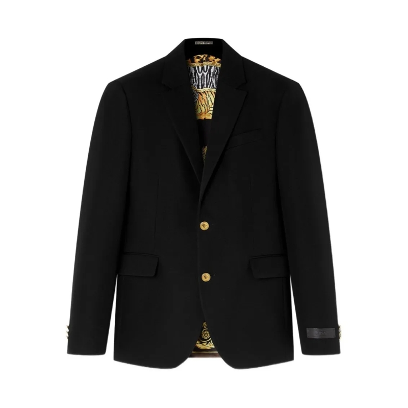 Versace Blazer Tailored Black Wool Jacket Black