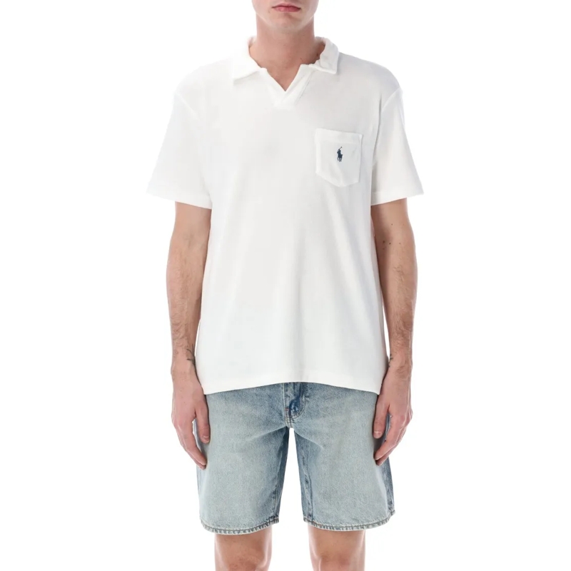 Polo Ralph Lauren Polohemd Textured Terry Polo Shirt With Johnny Collar And C White