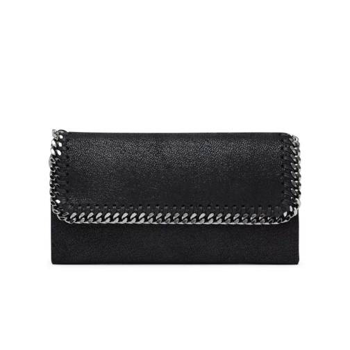 Stella McCartney Black Polyester Big Falabella Wallet Black Portemonnaie mit Überschlag