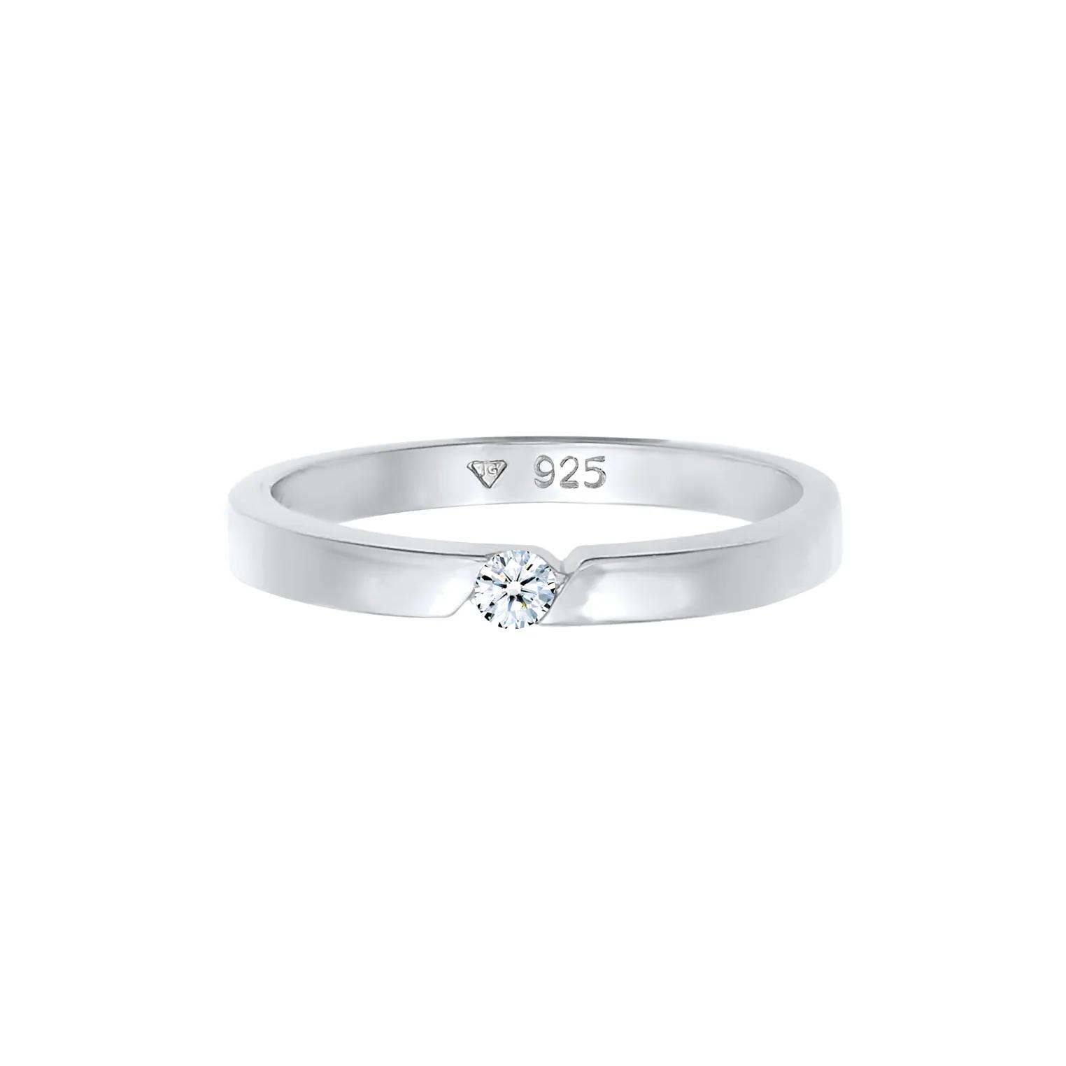 Thumbnail - Elli Ringe - Ring Verlobungsring Diamant (0.06 ct.) 925 Silber - Gr. 52 MM - in Silber - für Damen