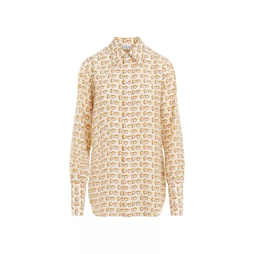 Burberry Gold And White Silk Shirt Neutrals 