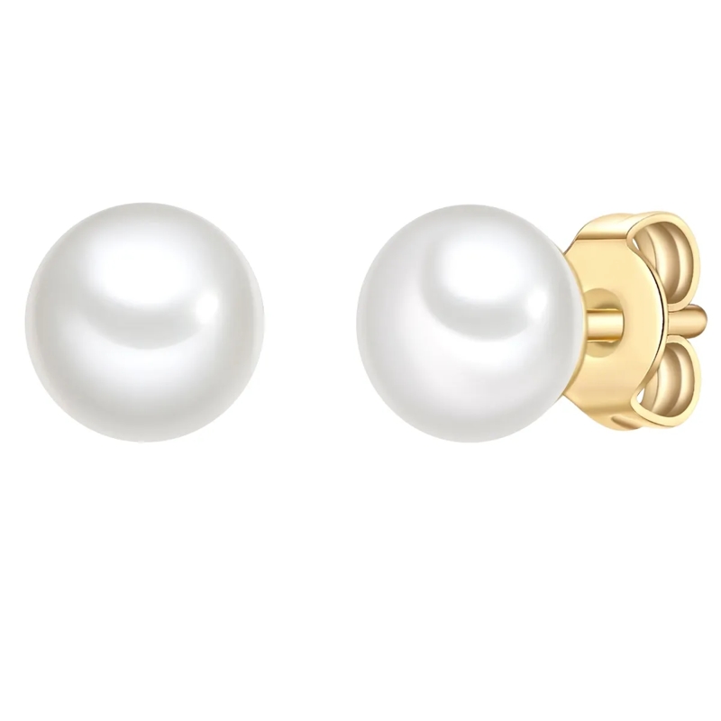 Glanzstücke München Ohrstecker Sterling Silber Perlen-Ohrstecker Süßwasser-Zuchtp weiss