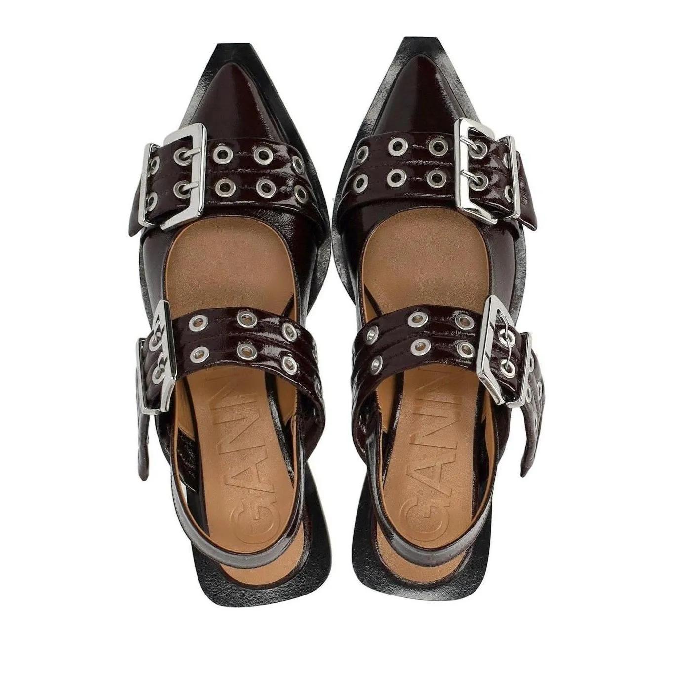 Thumbnail - Burgundy Slingback Ballet Flat Shoe With Buckles - Gr. 38 (EU) - in Rot