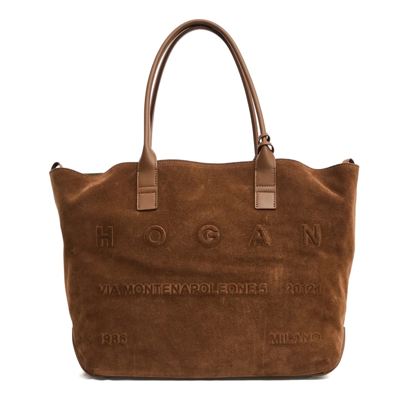 Hogan Fourre-tout Address Medium Shopping Bag In Burnt Suede Brown