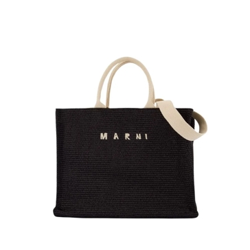 Marni Large Shopper Bag Cotton Black Black Fourre tout