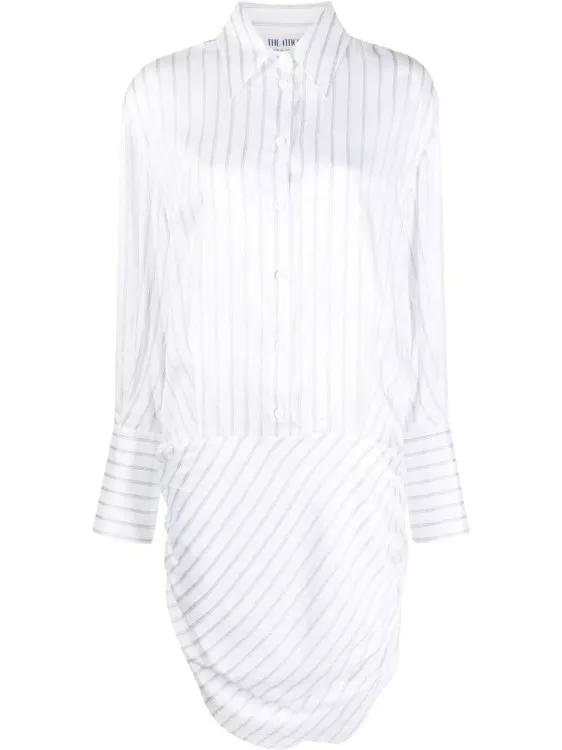 Thumbnail - The Attico - Hatty Striped Shirtdress - Größe 40 - weiß