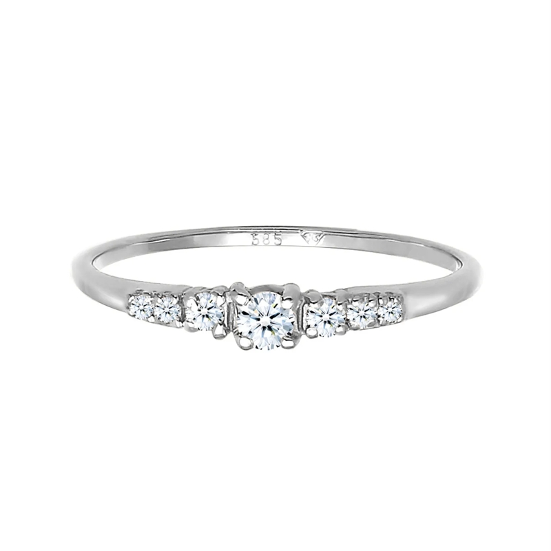 Elli Diamantring Ring Verlobungsring Diamanten (0.11 ct) 585 Weißgo gold(Image 2)