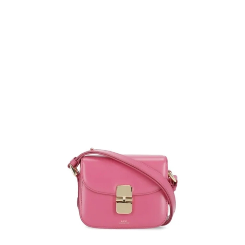 A.P.C. Fuchsia Smooth Leather Woman's Shoulder Bag Pink Schultertasche