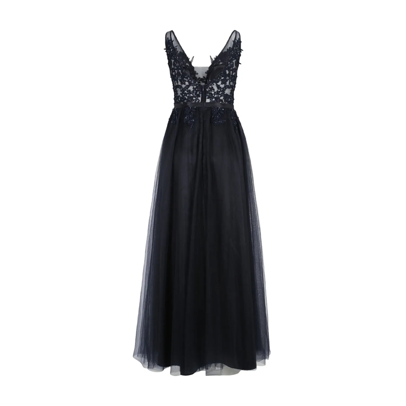 Vera Mont  Abendkleid mit Tüll Dunkelblau