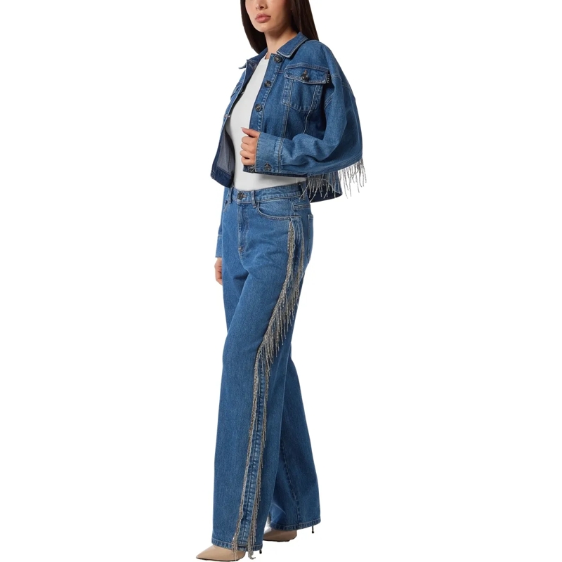 Philipp Plein Jeansjacke Denim-Jacke Mit Schmucksteinen grau(Image 4)