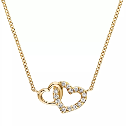 Little Luxuries by VILMAS Love Collection Chain With Diamond Pendant  Yellow Gold And Rhodium Plated Collier moyen