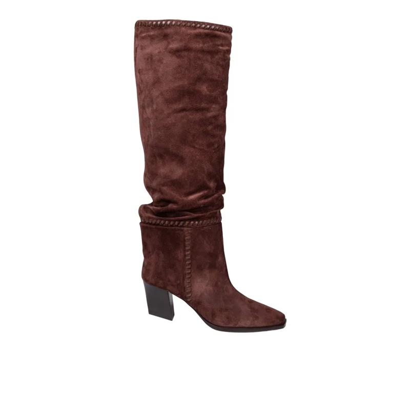 Jimmy Choo Laarzen Hart Stitch Knee Boot 60 In Chocolate Suede Black