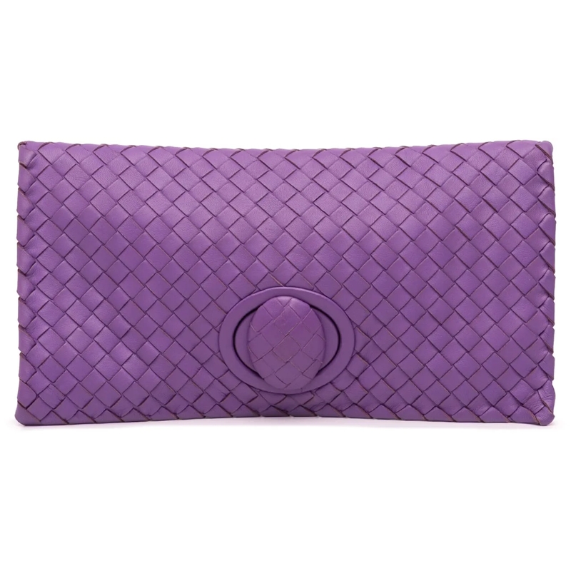 Bottega Veneta Pochette Nappa Intrecciato Turn Lock Clutch lila