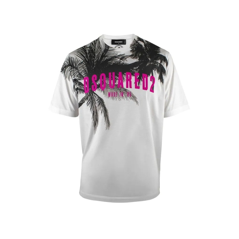 Dsquared2 T-Shirt White T-Shirt With Hot Pink Logo White
